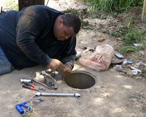 Installing water line 